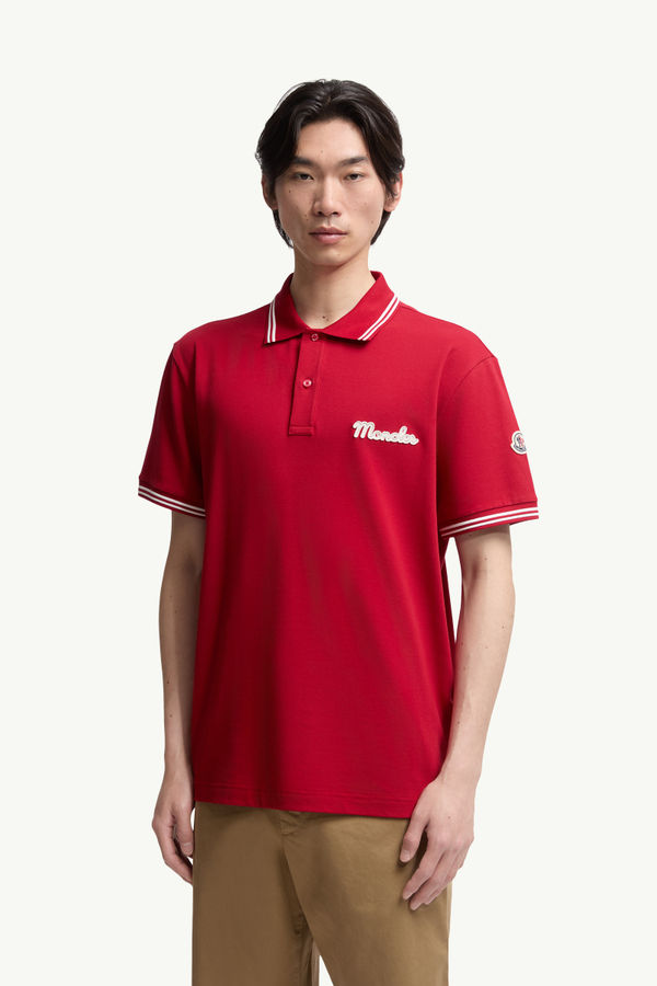 男士刺绣标识棉质珠地Polo衫 男士 红色 Moncler 3