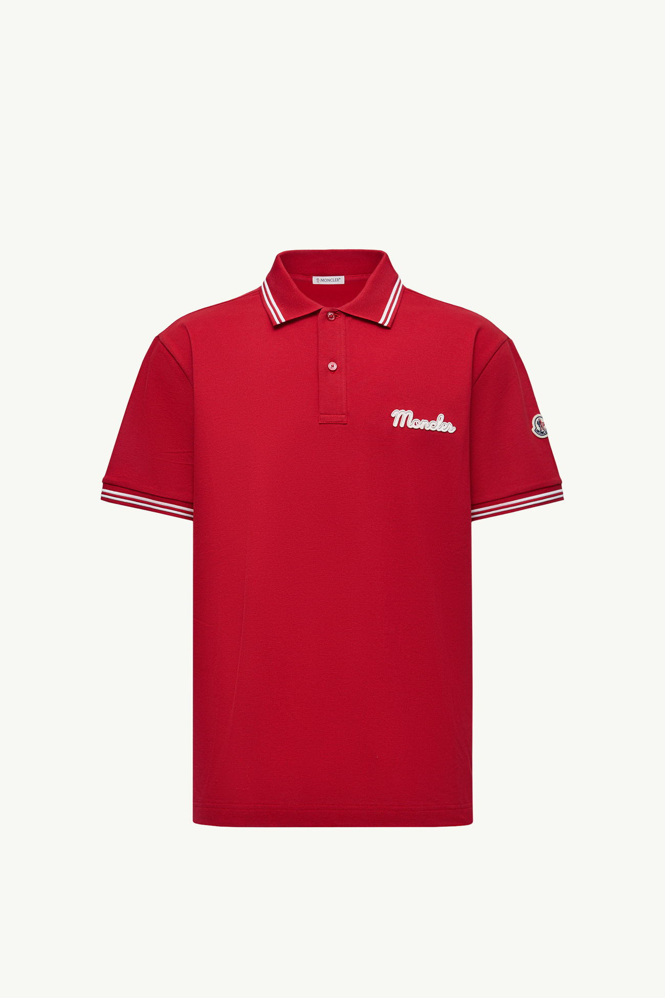 Poloshirt aus Baumwollpiqué mit gesticktem Logo Herren Rot Moncler 2