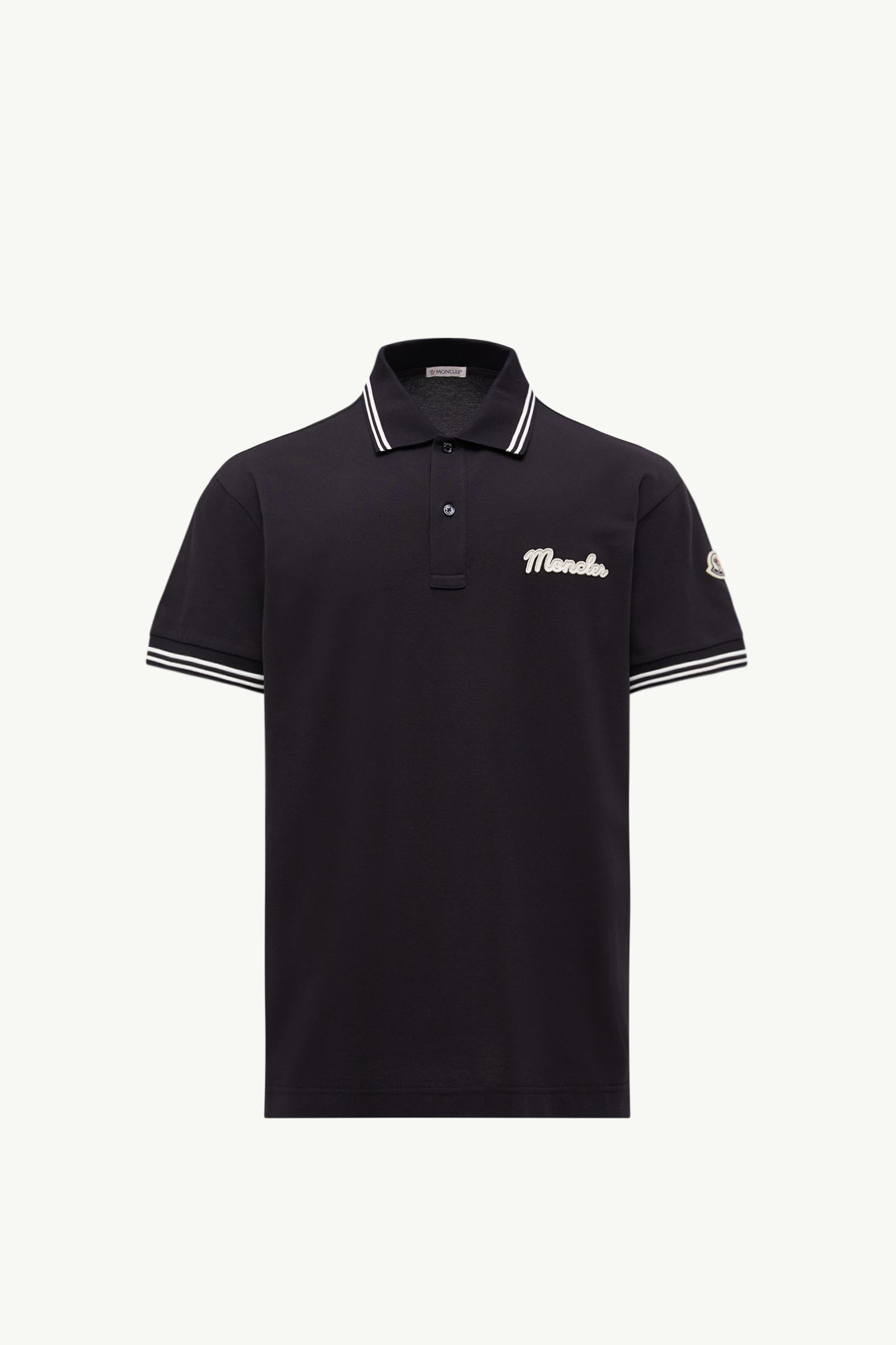 Blue Embroidered Logo Cotton Piquet Polo Shirt - Polos & T-shirts