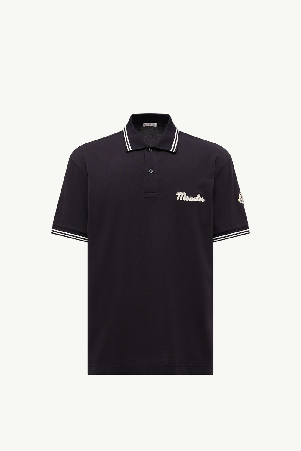 Embroidered Logo Cotton Piquet Polo Shirt Men Blue Moncler 2