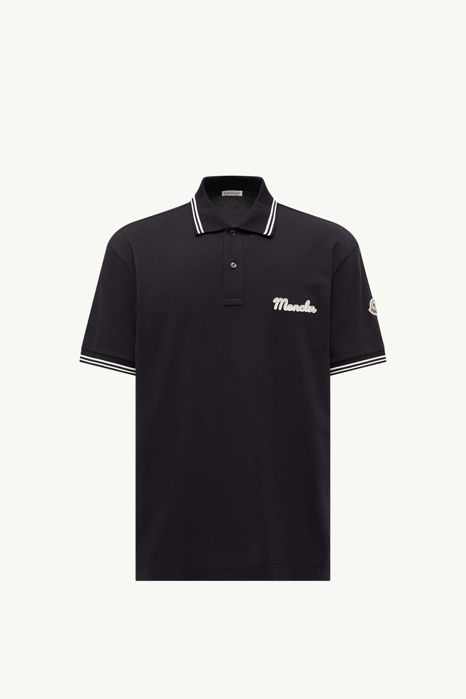 Embroidered Logo Cotton Piquet Polo Shirt Men Blue Moncler 2