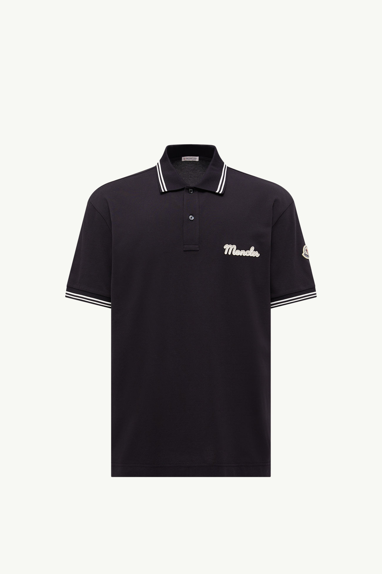 Polo de piqué de algodón con logotipo bordado Hombre Azul Moncler 2