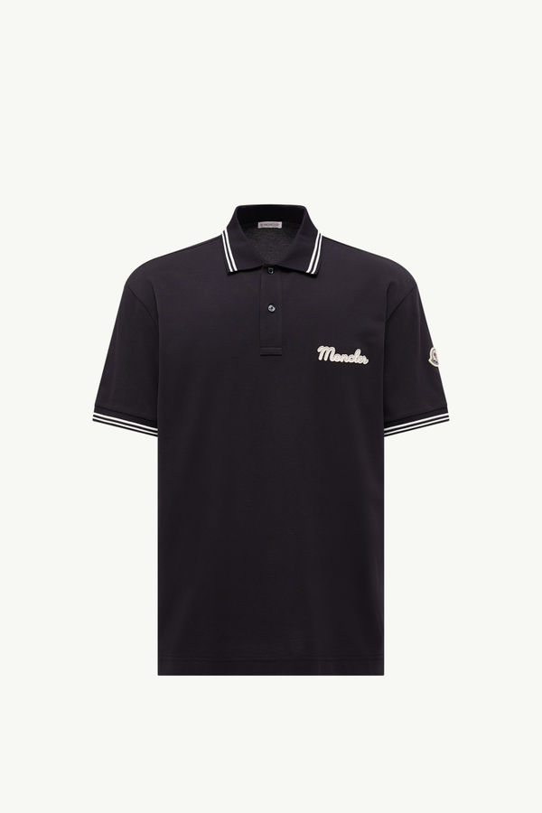 Poloshirt aus Baumwollpiqué mit gesticktem Logo Herren Blau Moncler 2
