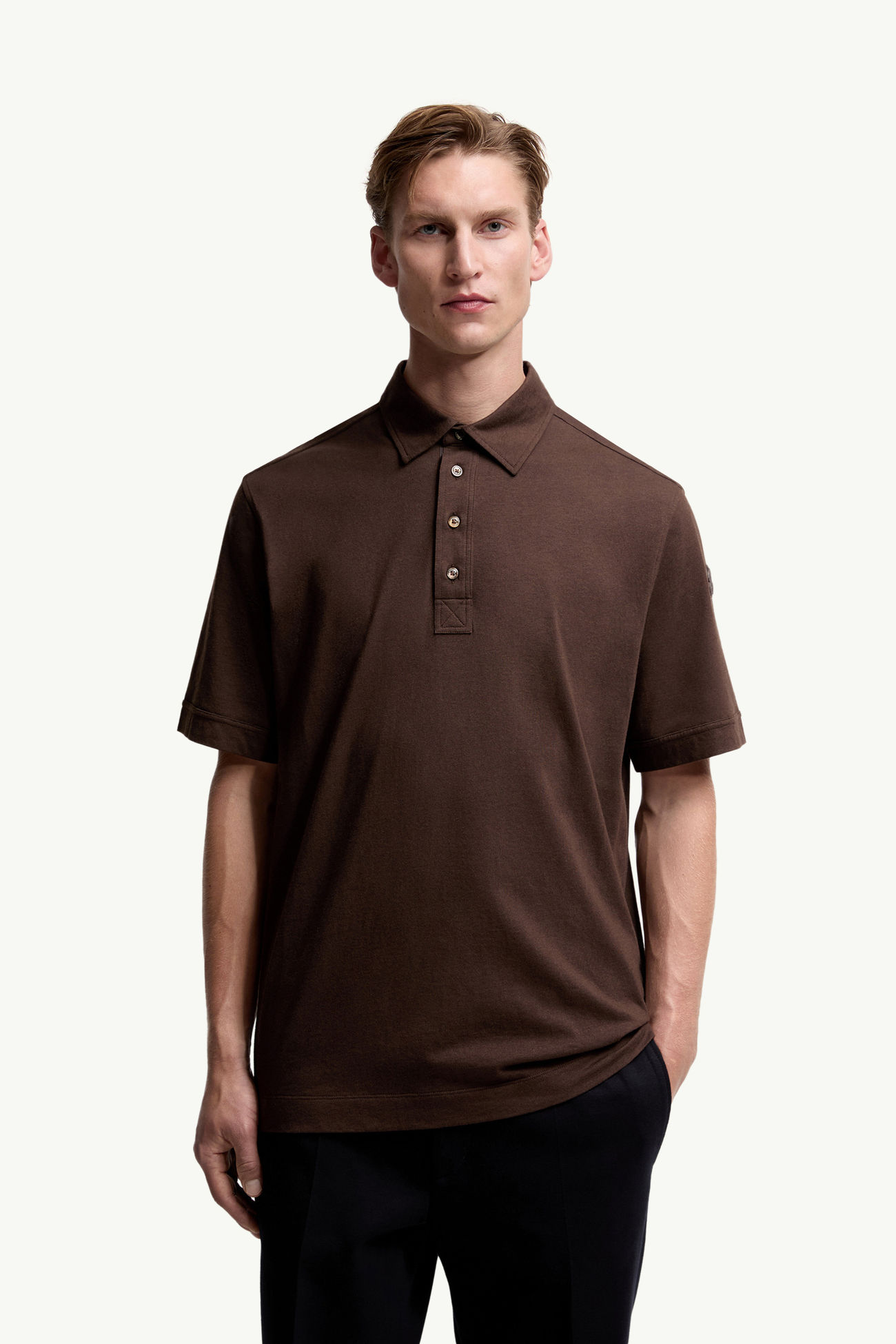 Polo de algodón y cachemira Marrón Moncler 3