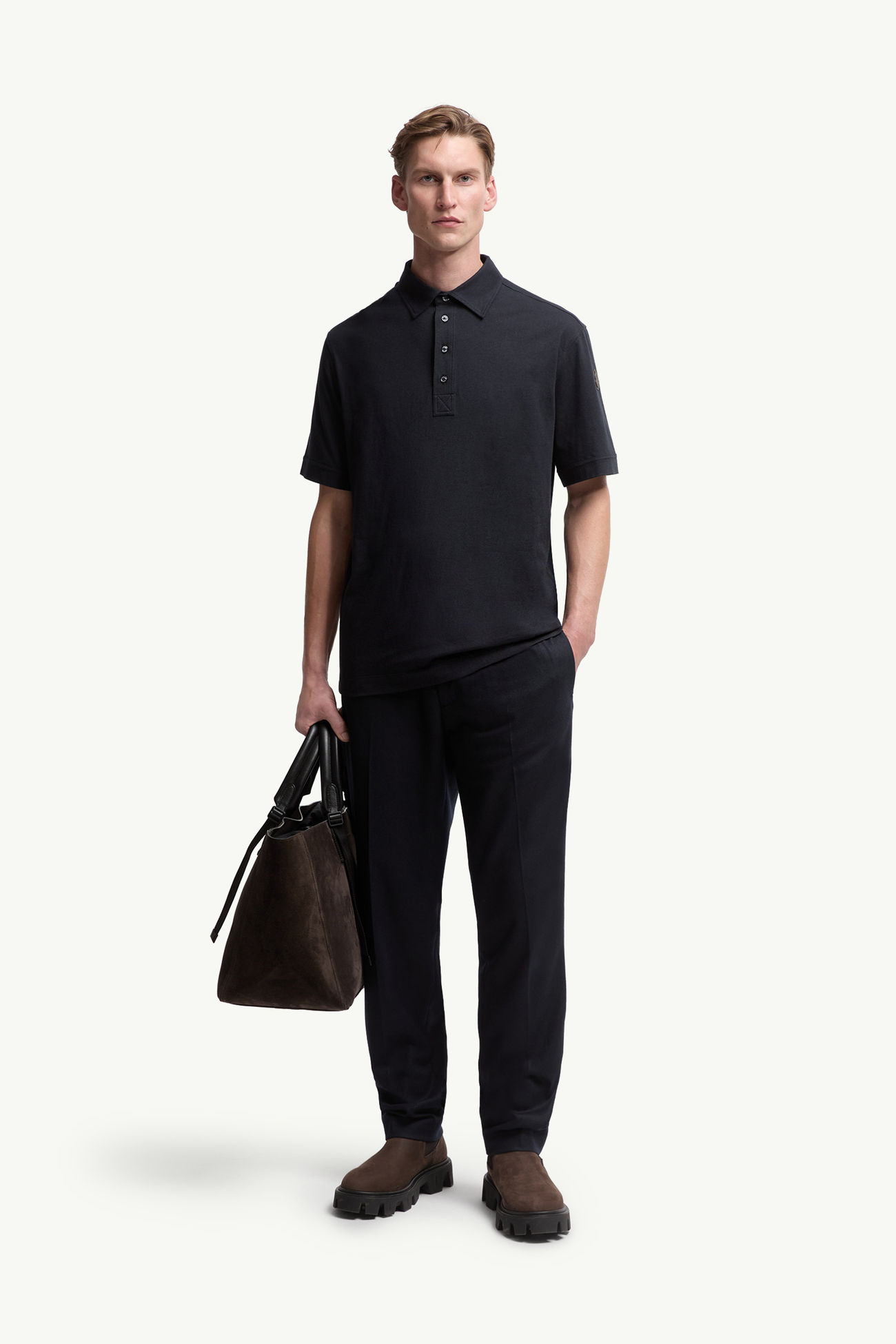 Polo de algodón y cachemira Azul marino Moncler 0