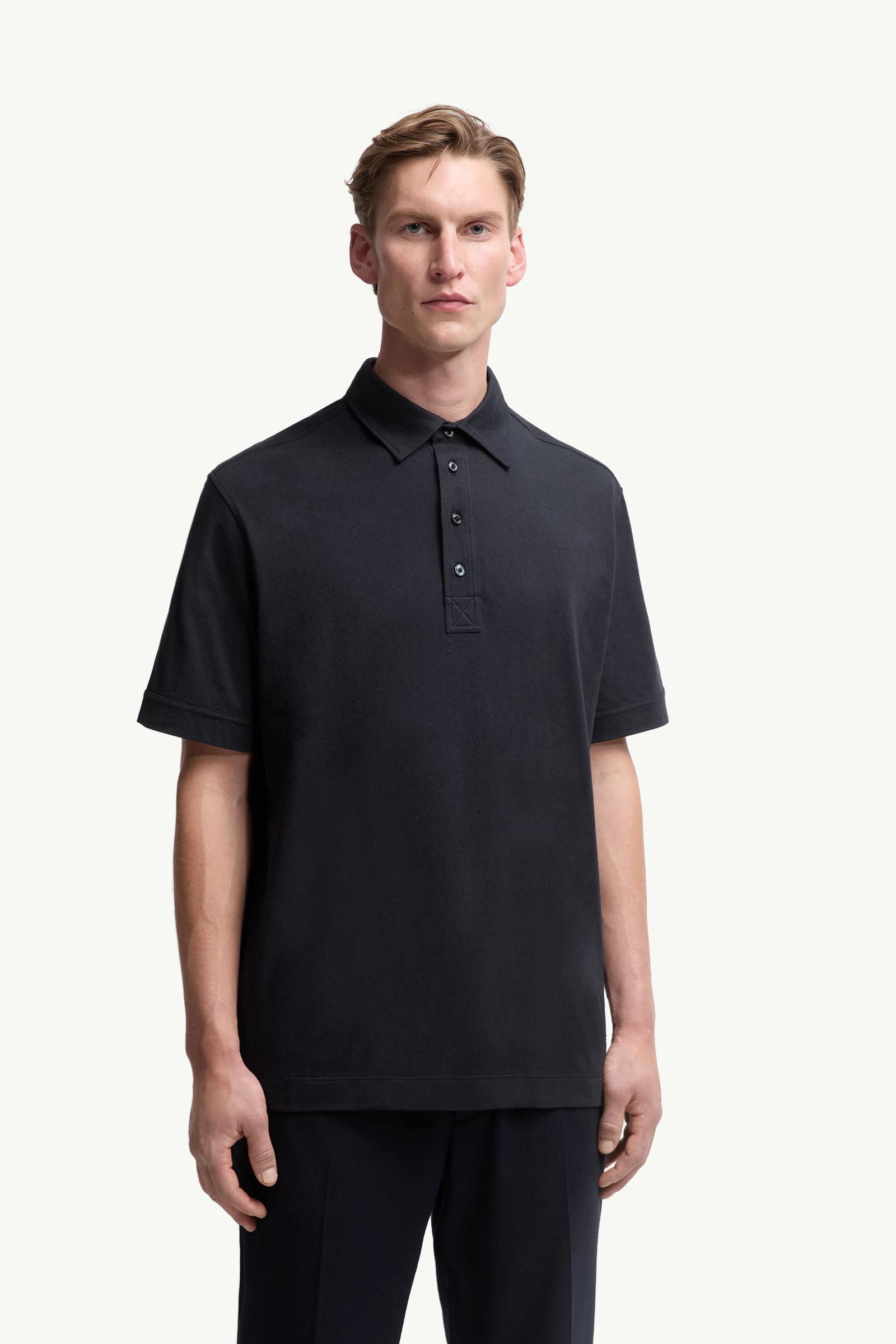 Navy Blue Cotton & Cashmere Polo Shirt - Polos & T-shirts for Men