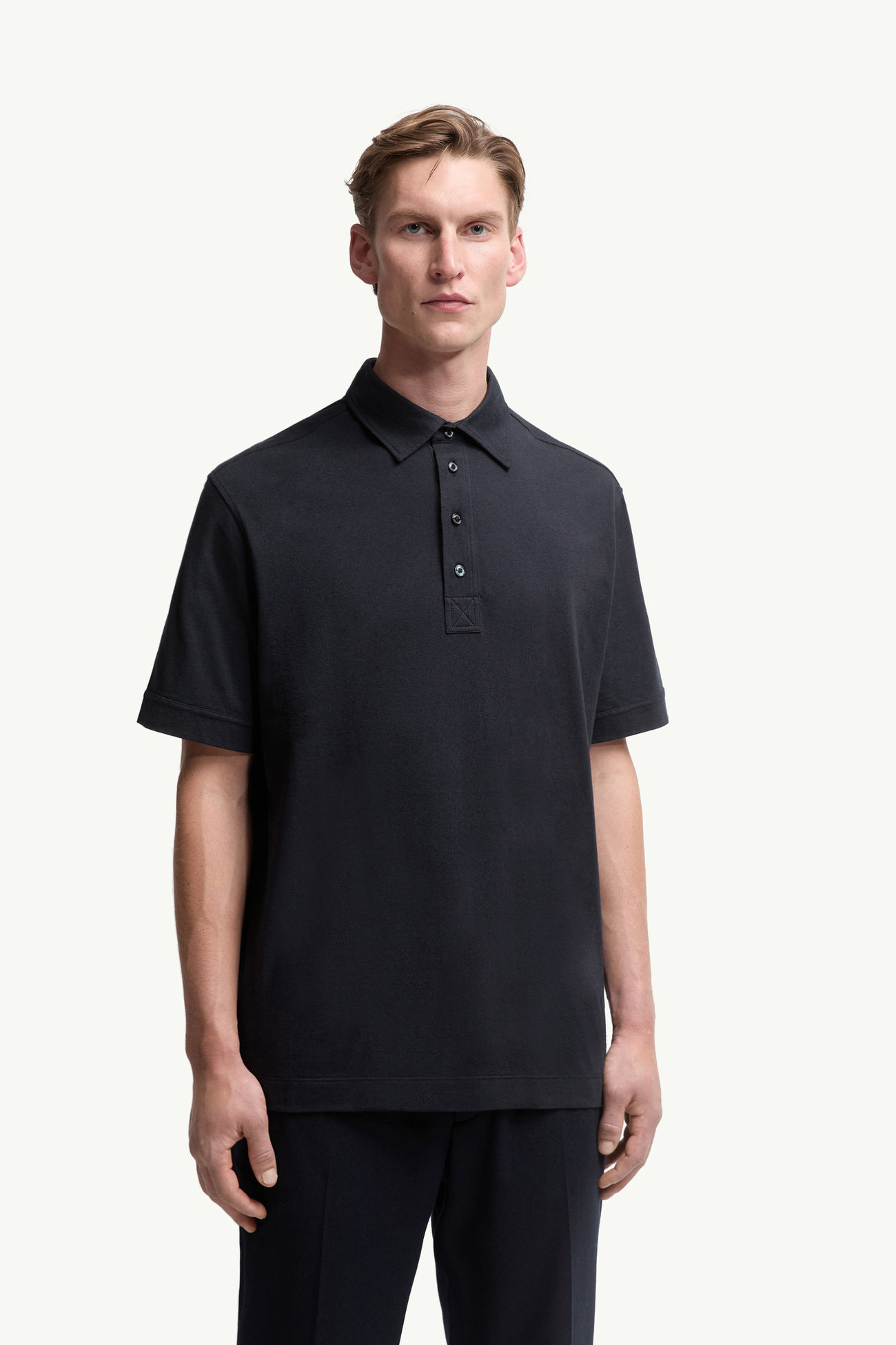 Cotton & Cashmere Polo Shirt Navy Blue Moncler 3
