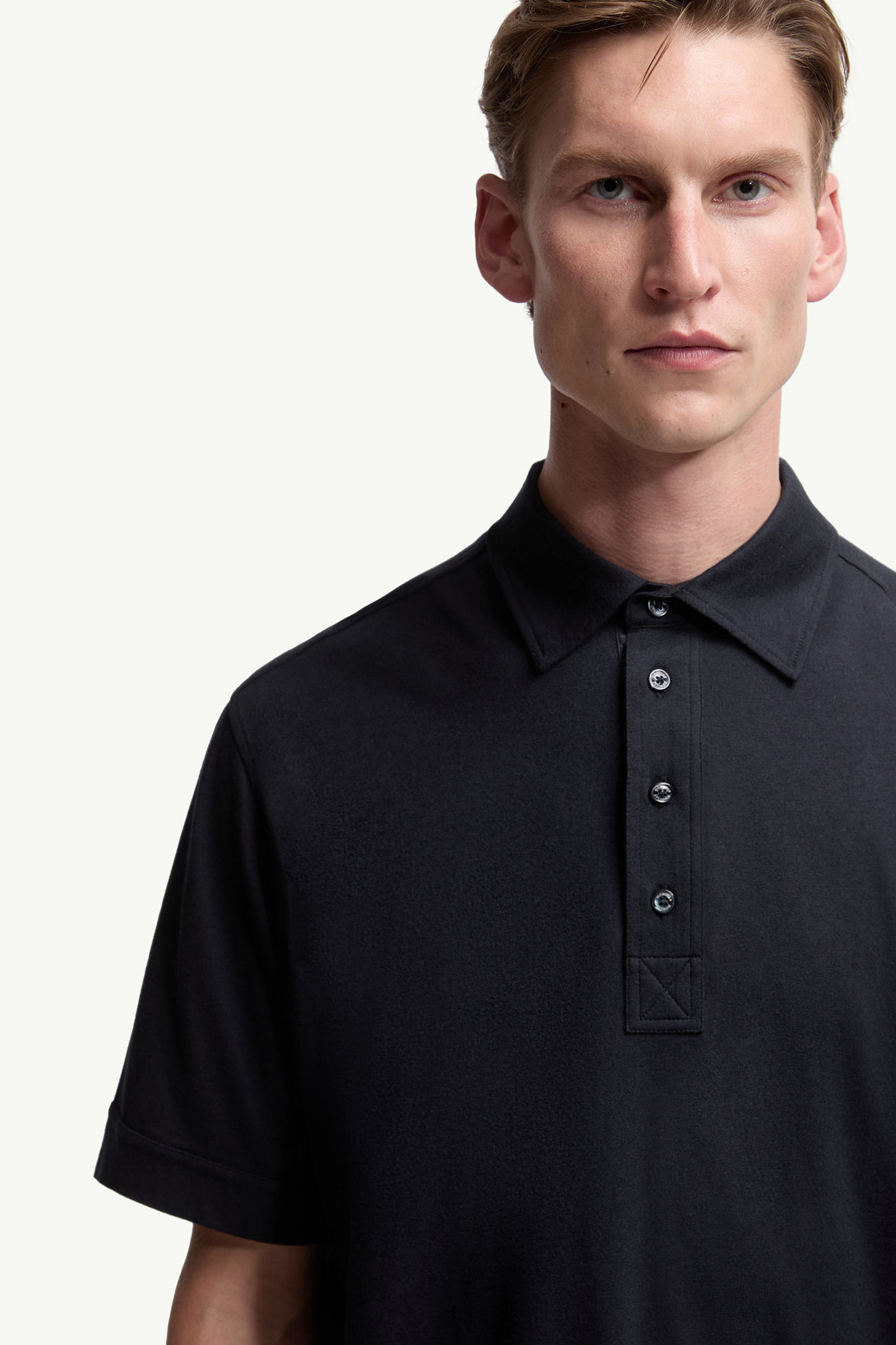 Polo in cotone e cashmere Blu Navy Moncler 5