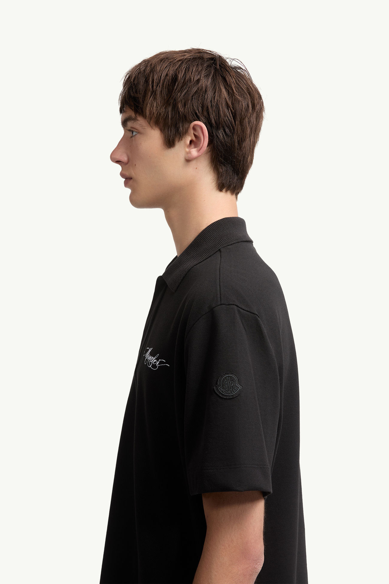 T-Shirt aus Baumwolle mit gesticktem Logo Herren Schwarz Moncler 1