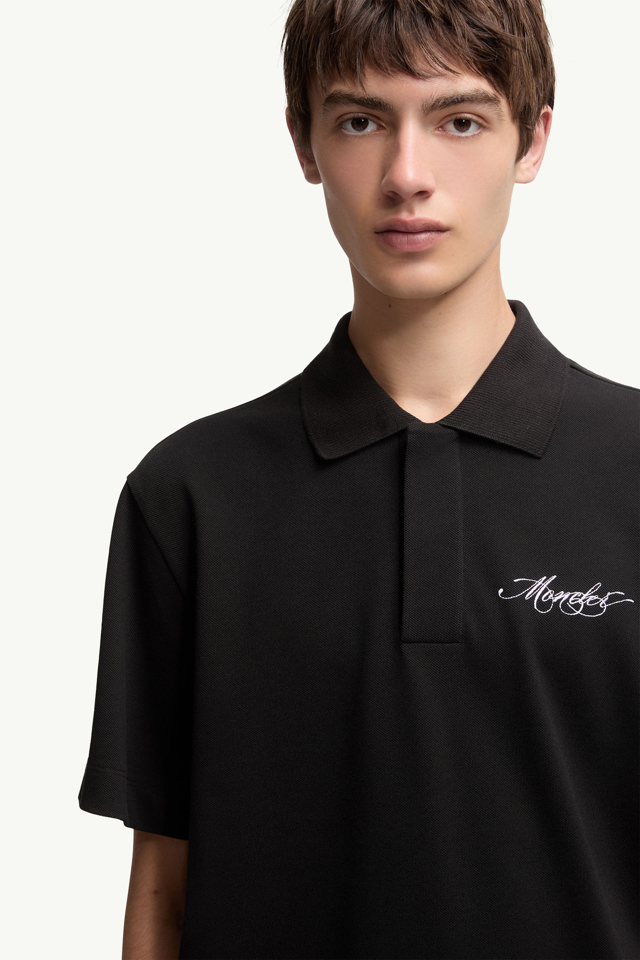 T-Shirt aus Baumwolle mit gesticktem Logo Herren Schwarz Moncler 5