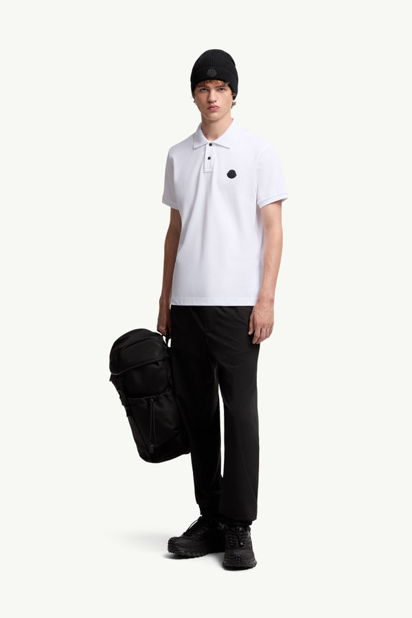 Polo de piqué de algodón con parche con logotipo Hombre Blanco Moncler 0