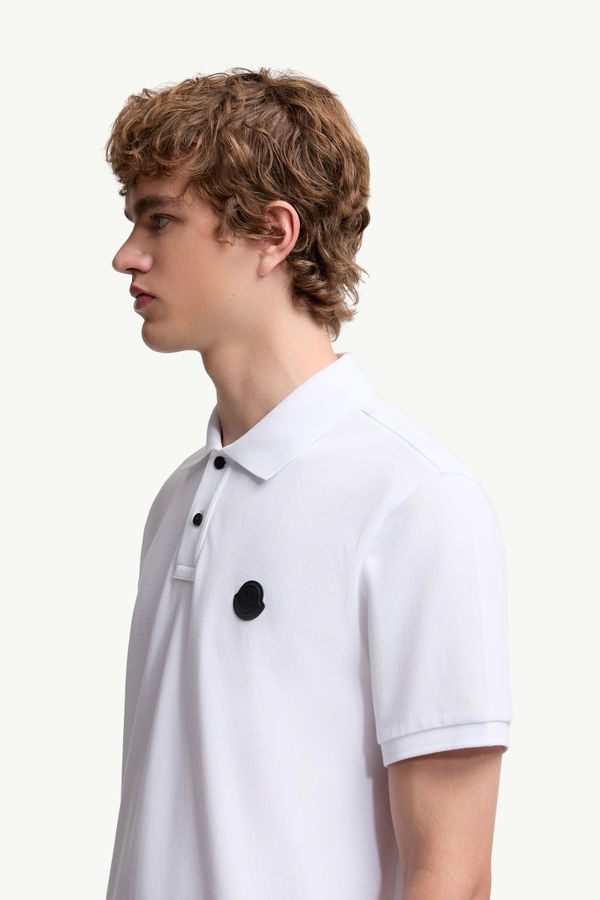 Polo de piqué de algodón con parche con logotipo Hombre Blanco Moncler 1