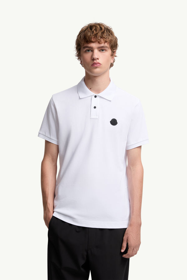 Polo de piqué de algodón con parche con logotipo Hombre Blanco Moncler 3