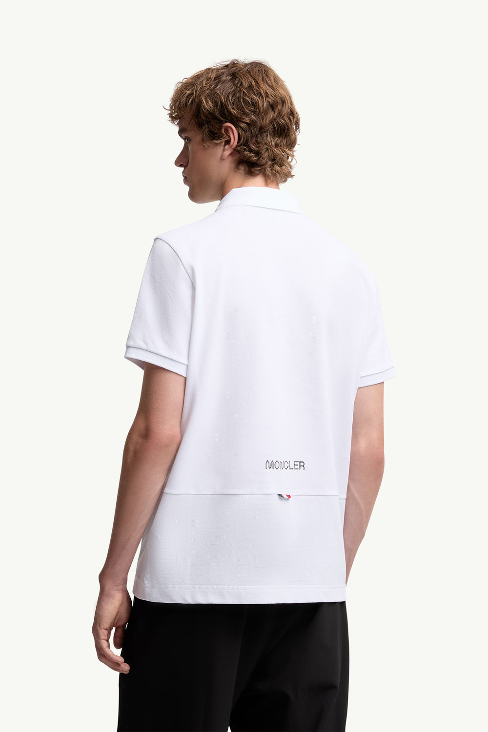 Logo Patch Cotton Piquet Polo Shirt Men White Moncler 4