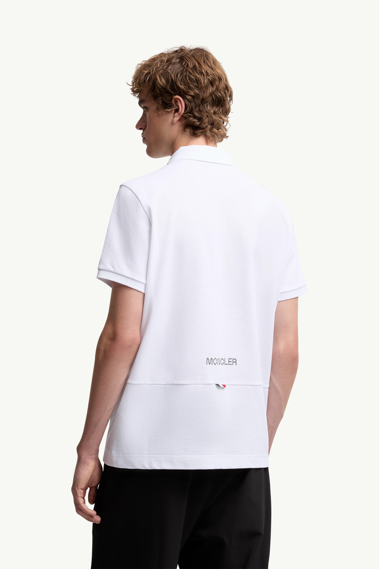 Polo in cotone piquet con patch logato Uomo Bianco Moncler 4