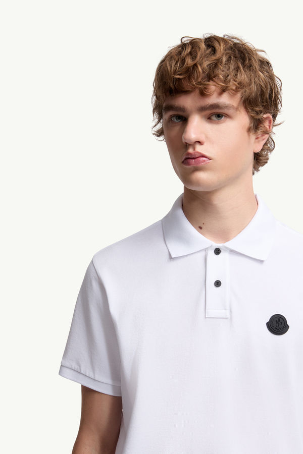 Polo de piqué de algodón con parche con logotipo Hombre Blanco Moncler 6