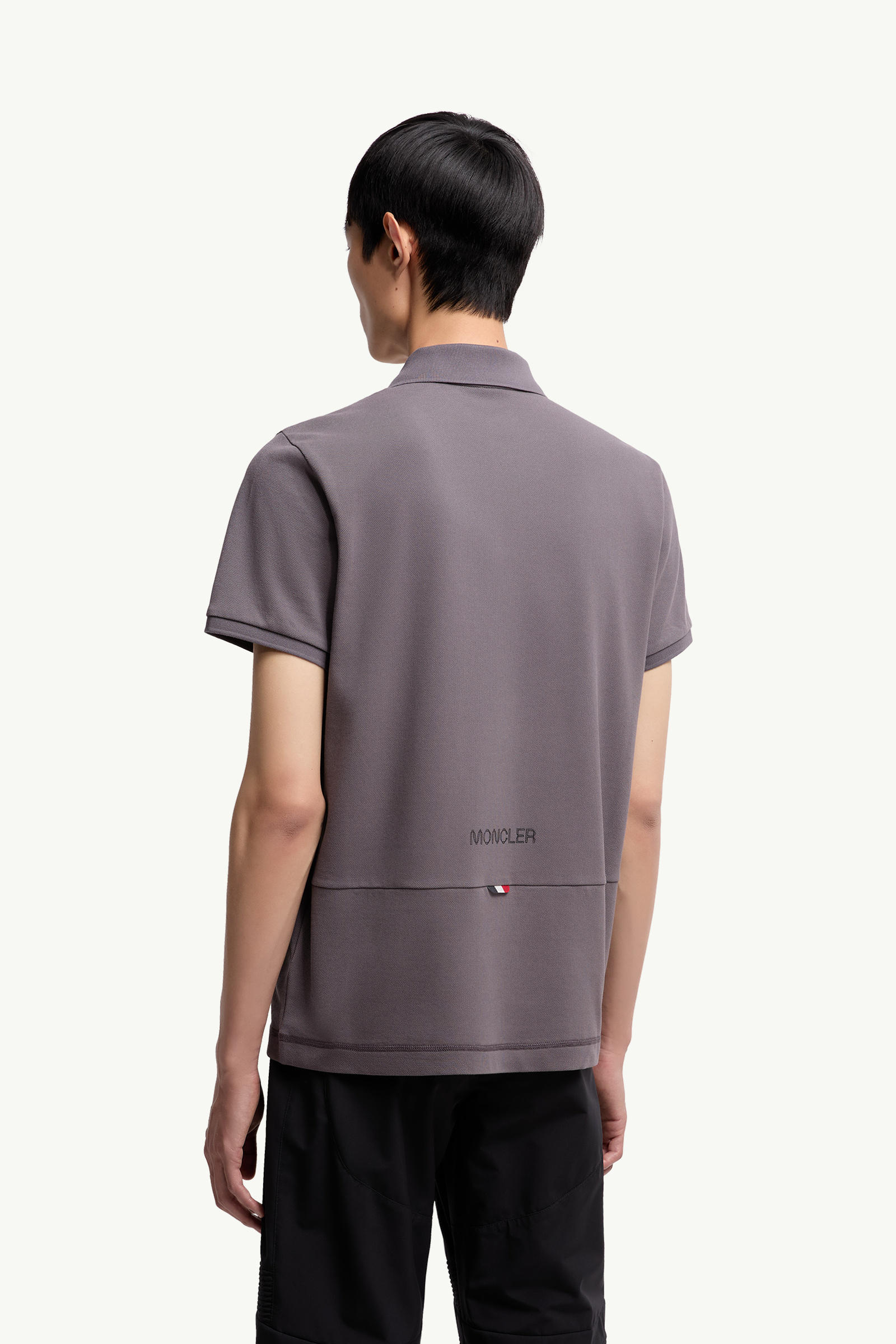 Logo Patch Cotton Piquet Polo Shirt Men Dark Gray Moncler 4