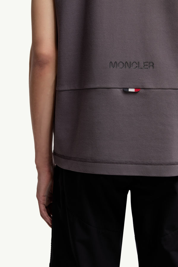 Logo Patch Cotton Piquet Polo Shirt Men Dark Gray Moncler 5
