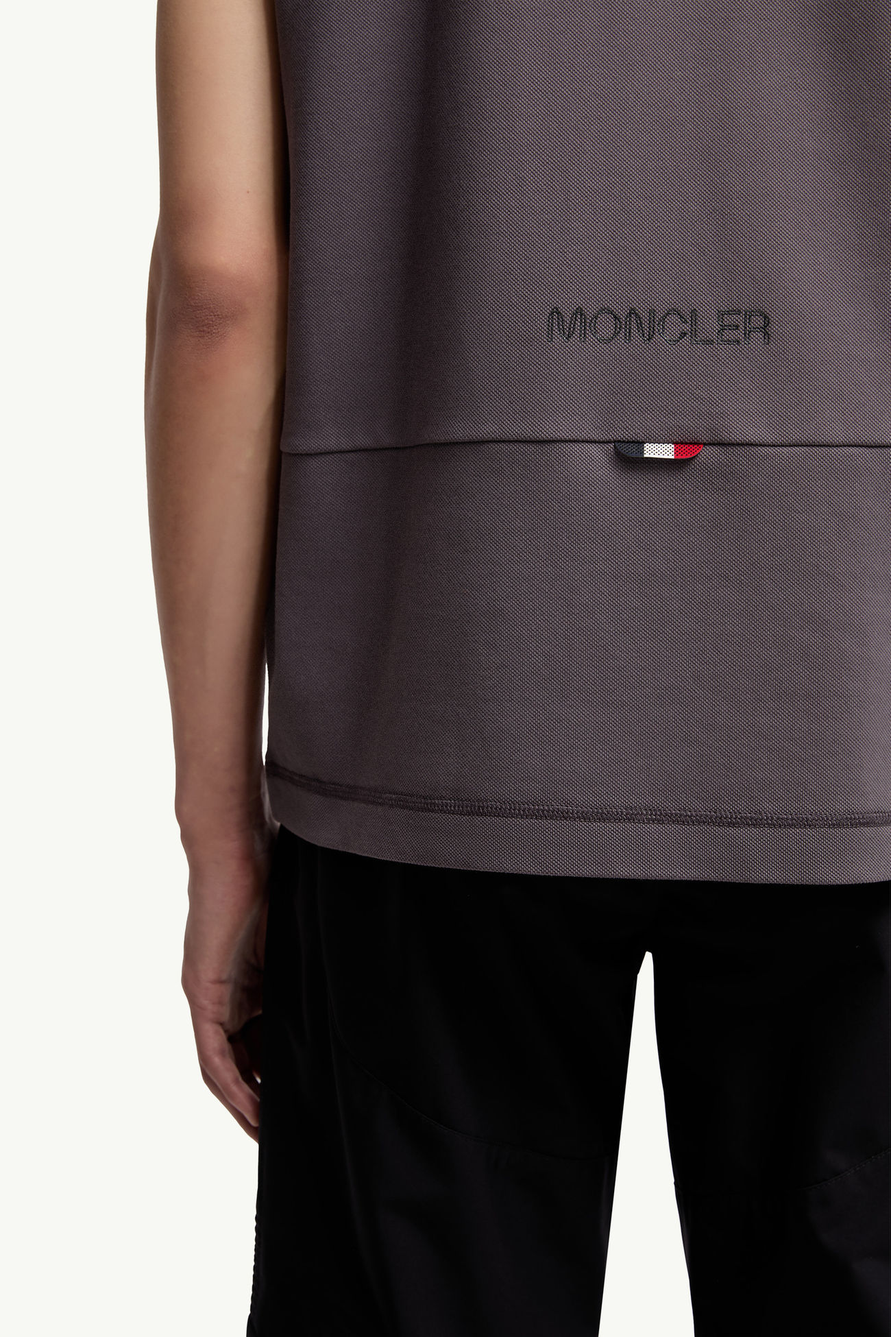 Polo de piqué de algodón con parche con logotipo Hombre Gris oscuro Moncler 5