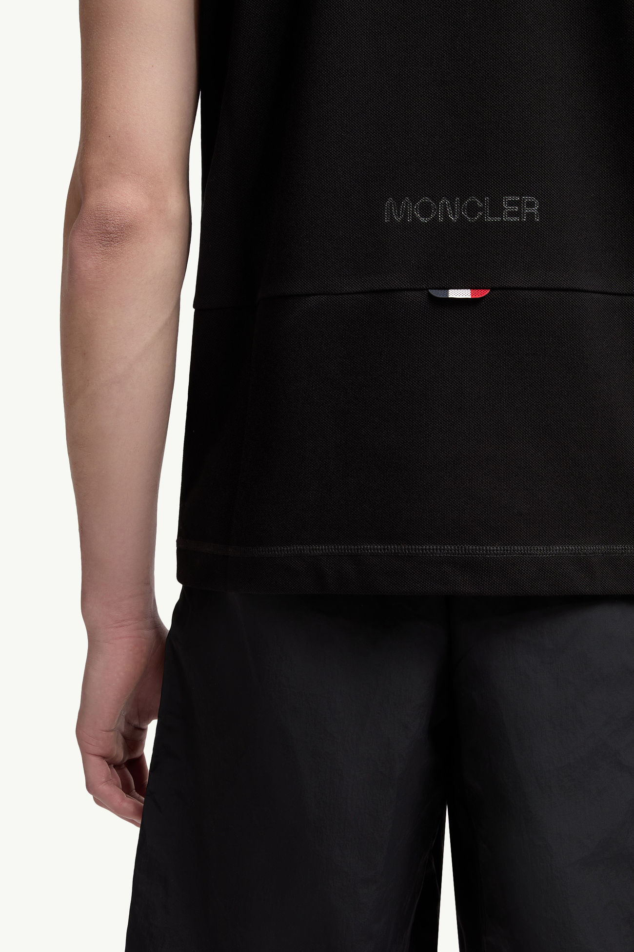 Polo de piqué de algodón con parche con logotipo Hombre Negro Moncler 5