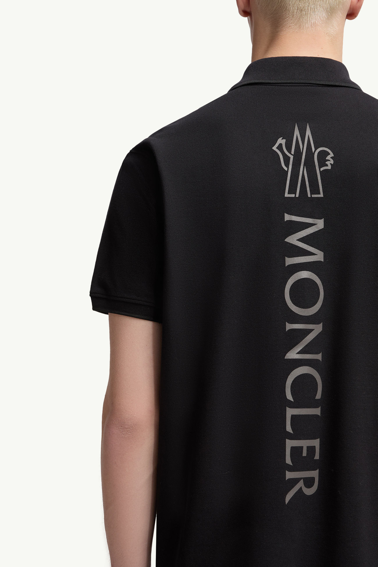 Logo Cotton Piquet Polo Shirt Men Black Moncler 5
