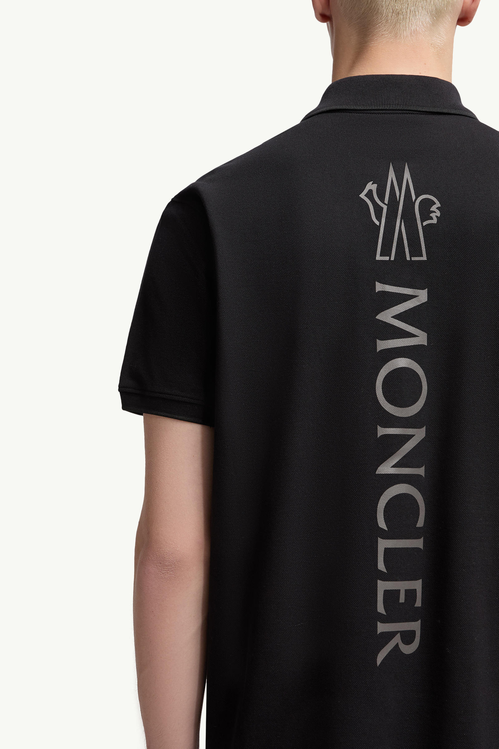 Logo Cotton Piquet Polo Shirt Men Black Moncler 5