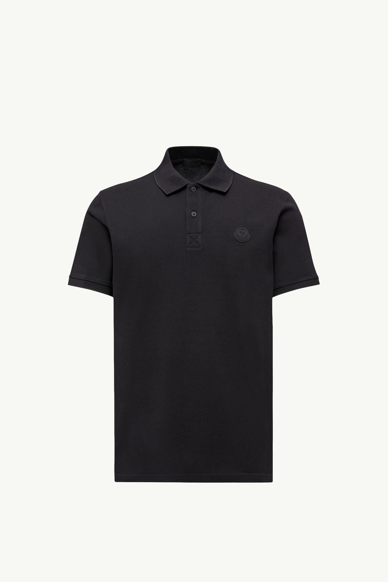 Logo Cotton Piquet Polo Shirt Men Black Moncler 2
