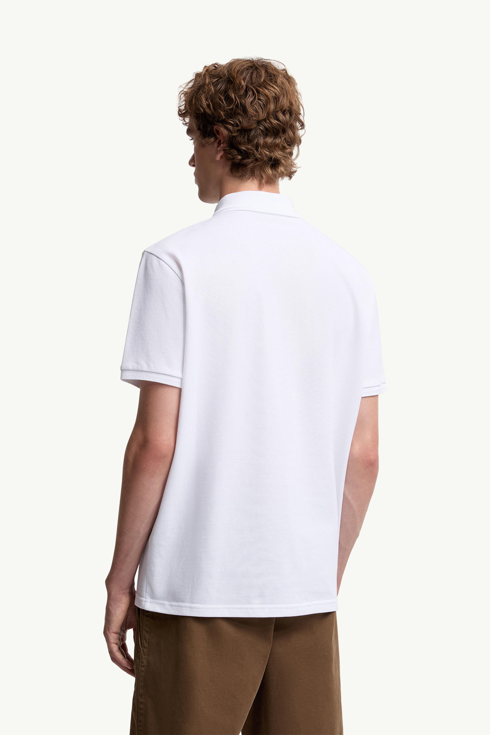 Logo Patch Cotton Piquet Polo Shirt Men White Moncler 4
