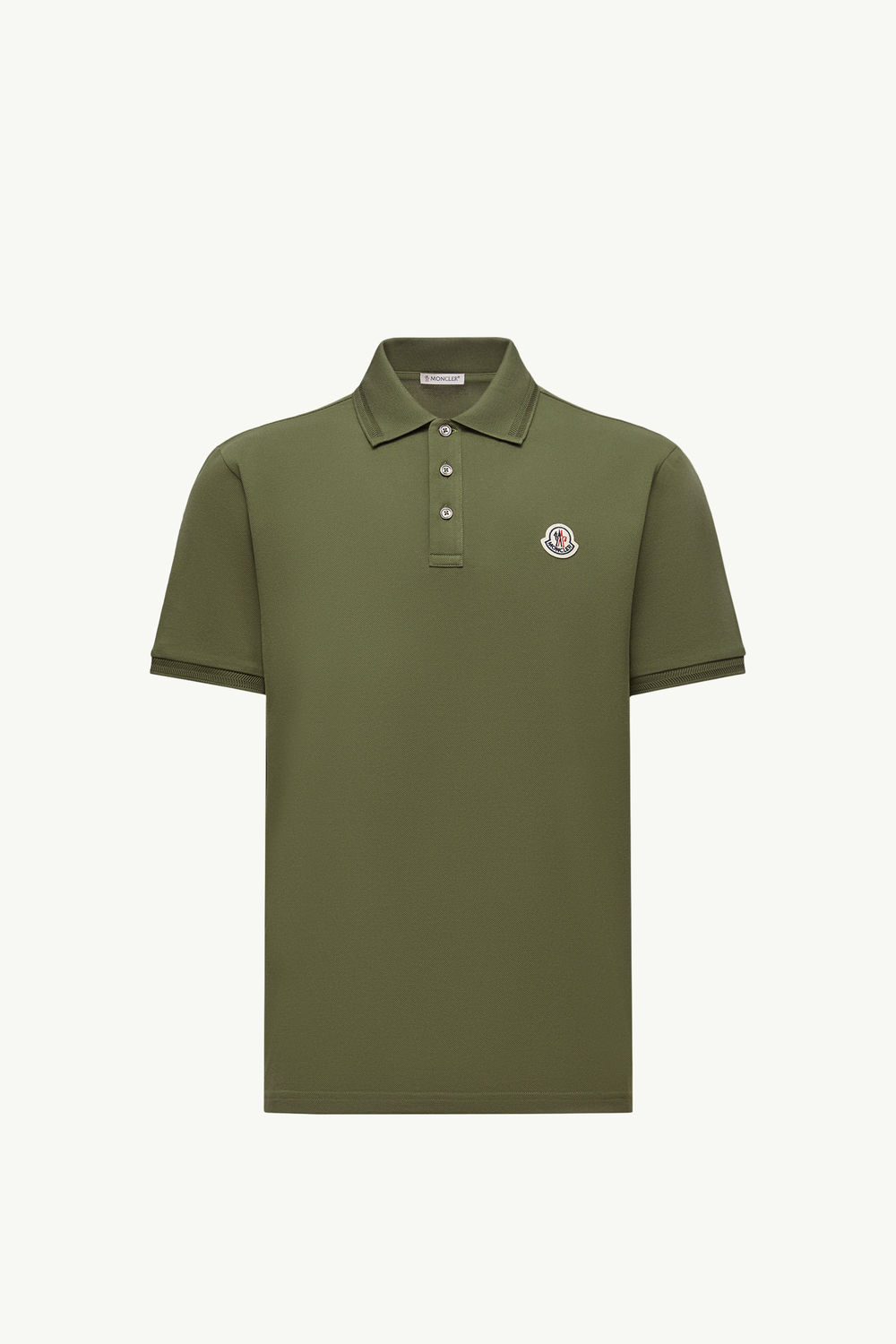 Polo en piqué de coton à empiècement logo Hommes Kaki Moncler 2