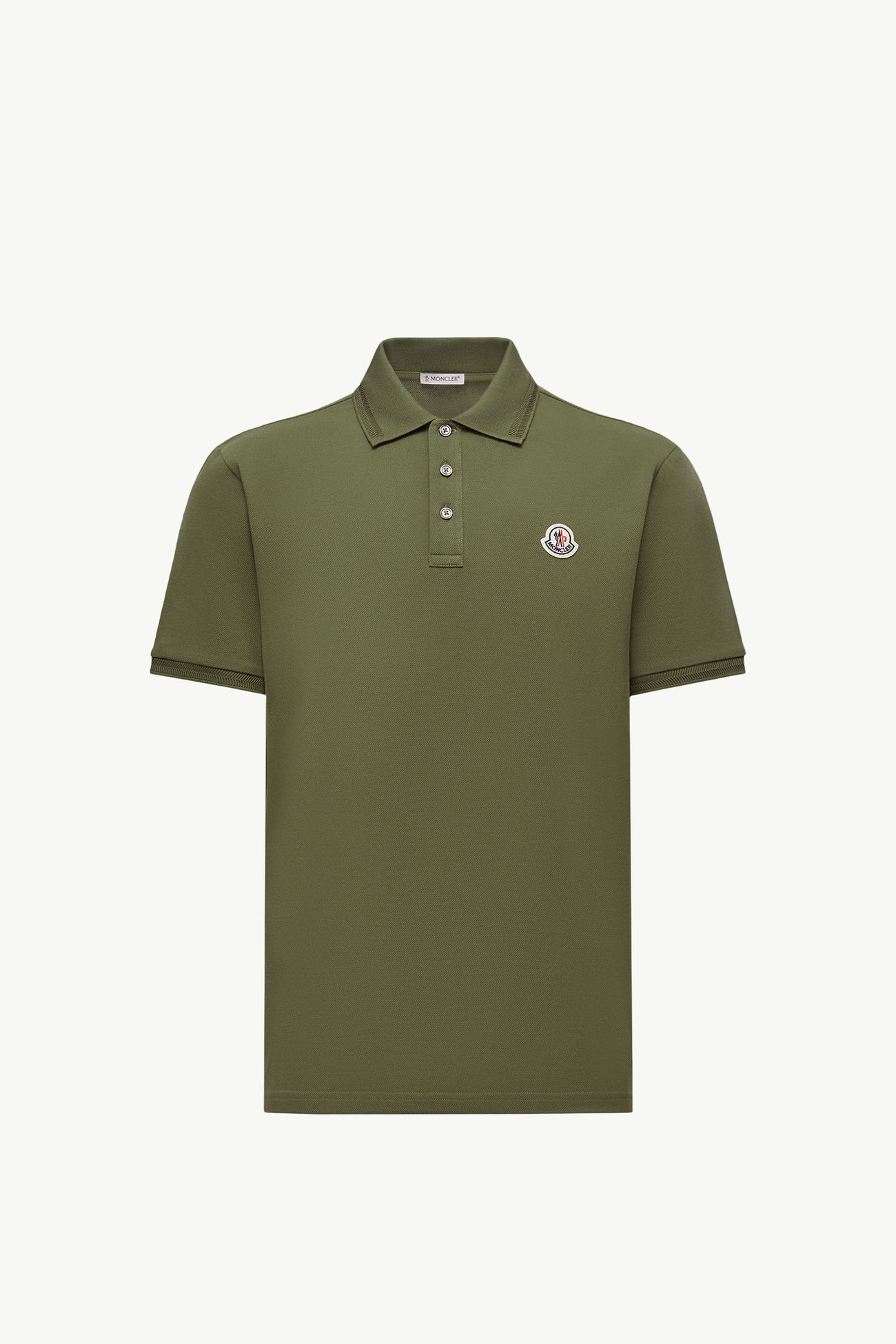 Poloshirt aus Baumwollpiqué mit Logoaufnäher Herren Khaki Moncler 2