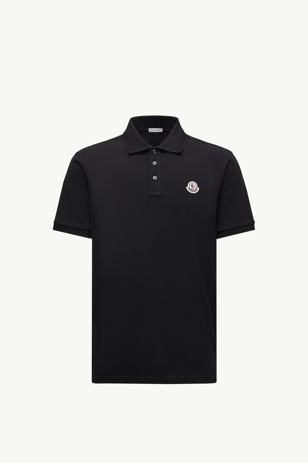 Logo Patch Cotton Piquet Polo Shirt Men Black Moncler 2