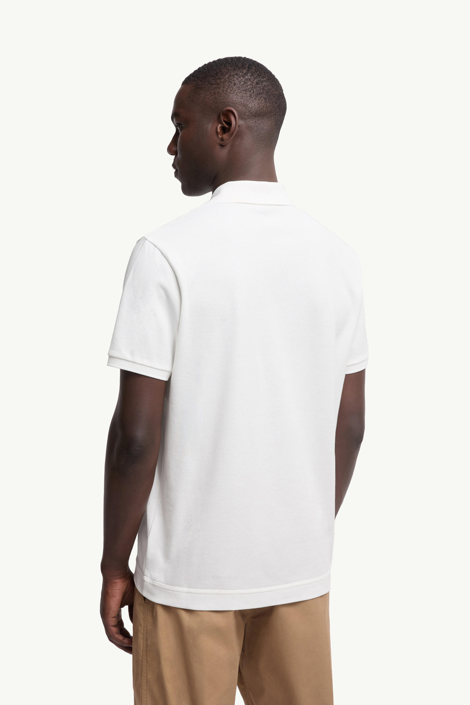 Logo Patch Cotton Piquet Polo Shirt Men White Moncler 4
