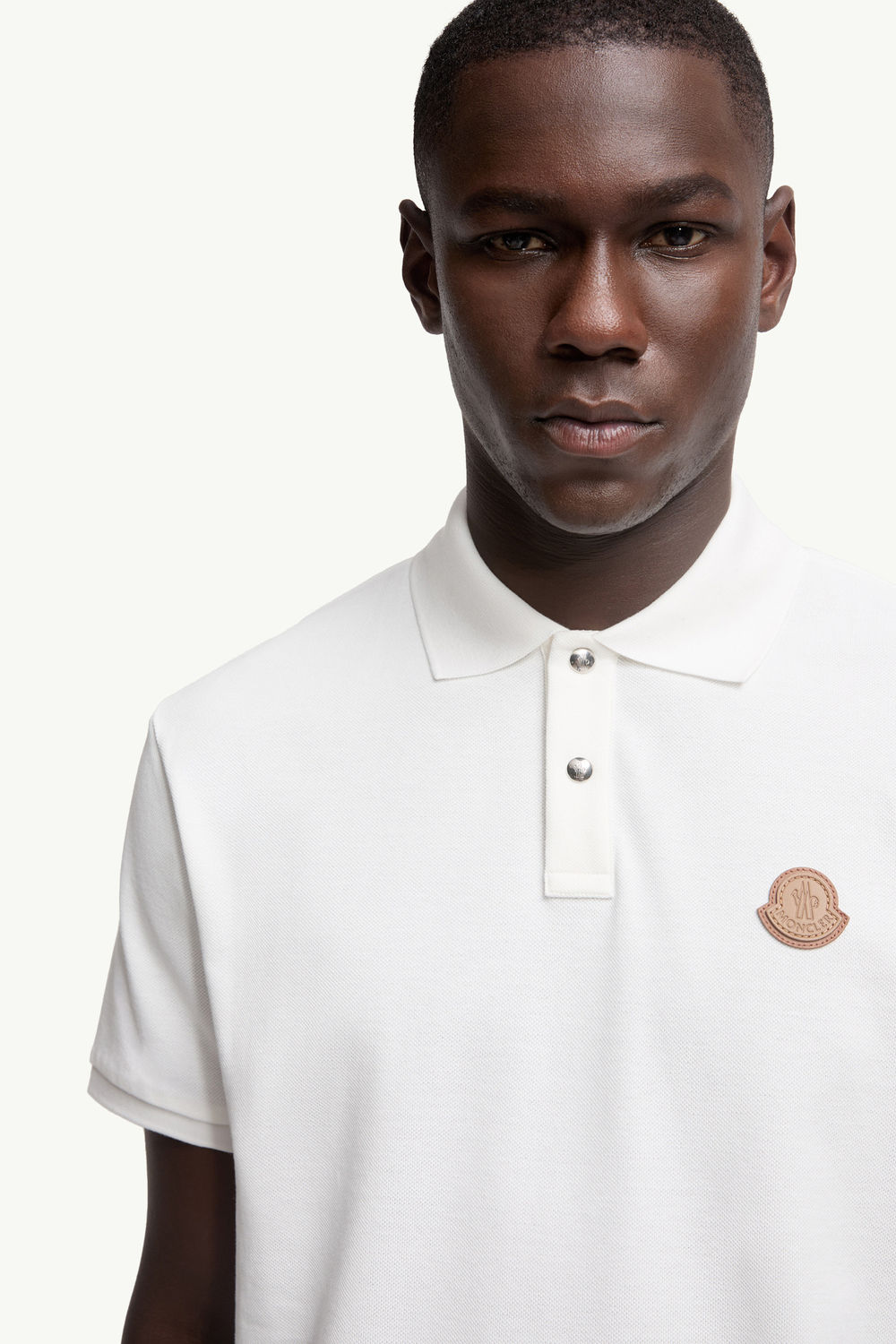 Logo Patch Cotton Piquet Polo Shirt Men White Moncler 5