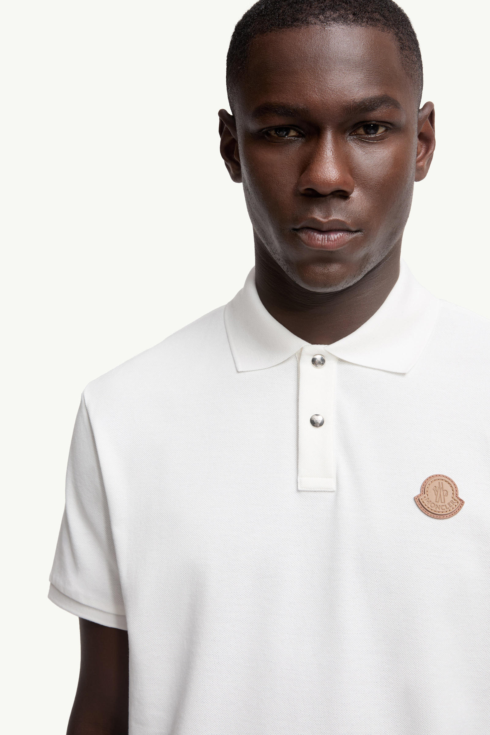 Logo Patch Cotton Piquet Polo Shirt Men White Moncler 5