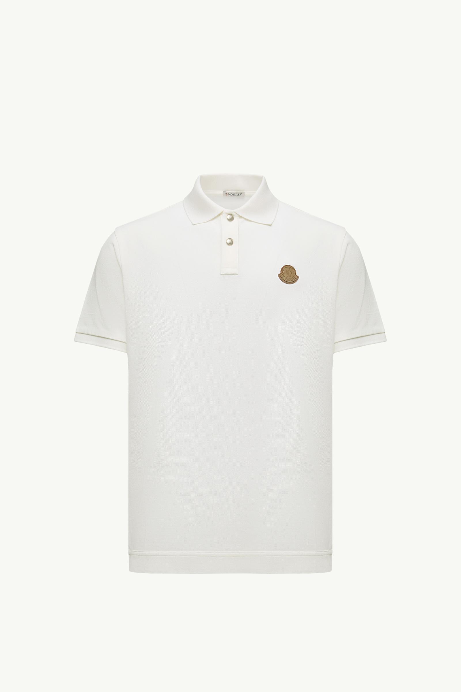 White Logo Patch Cotton Piquet Polo Shirt - Polos & T-shirts