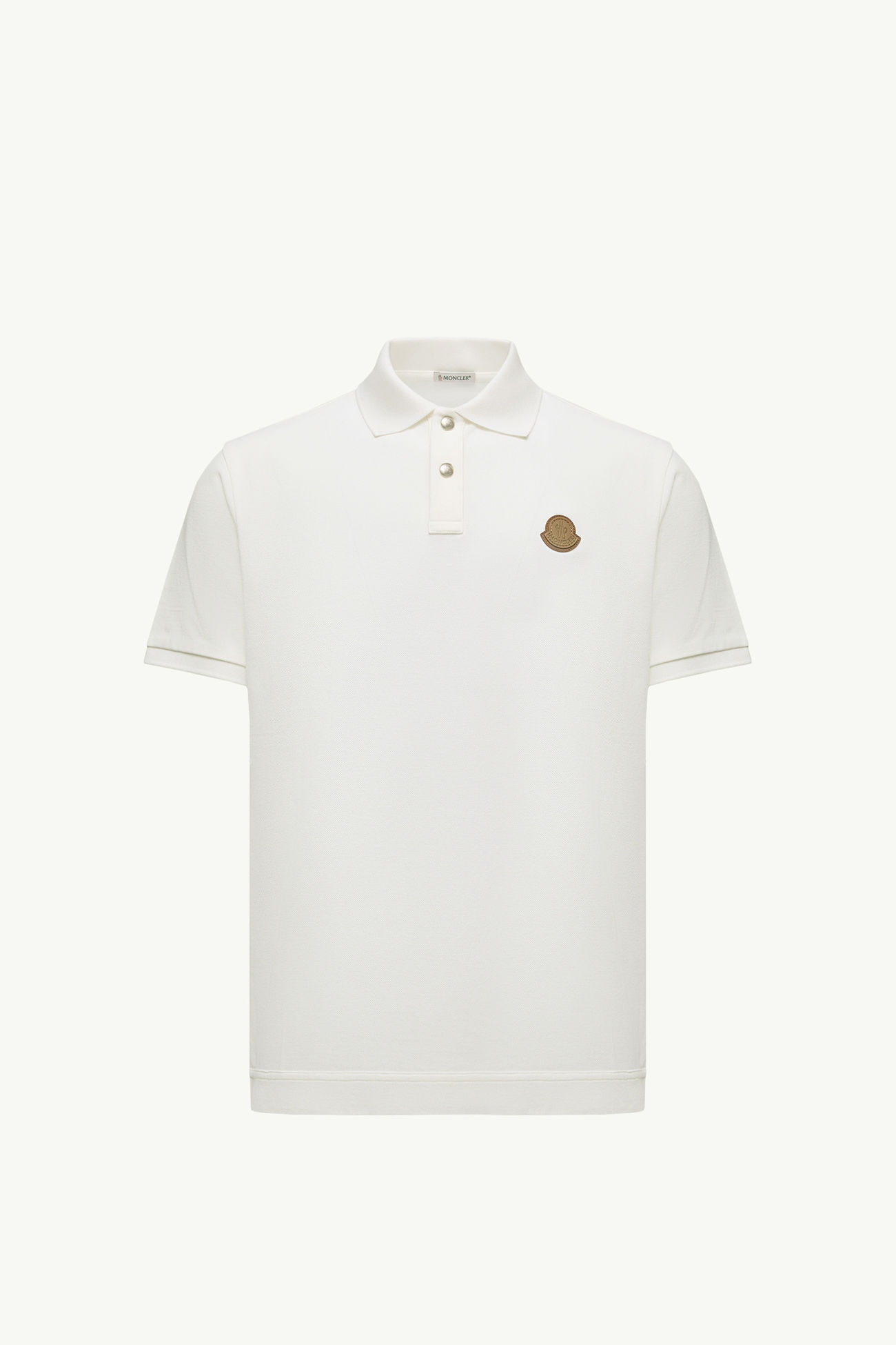 Logo Patch Cotton Piquet Polo Shirt Men White Moncler 2