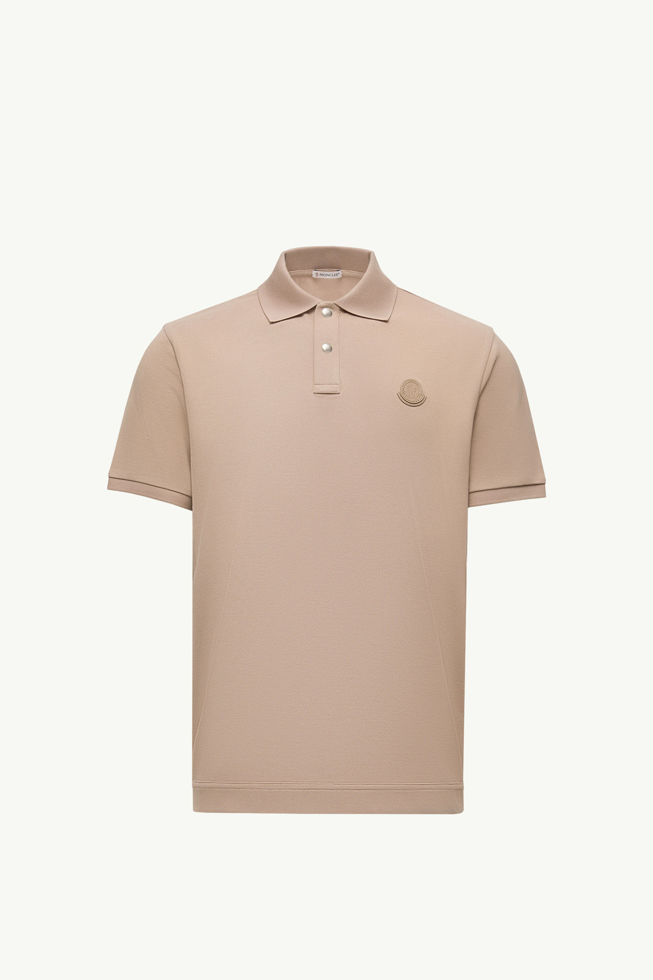 Logo Patch Cotton Piquet Polo Shirt Men Light Beige Moncler 2