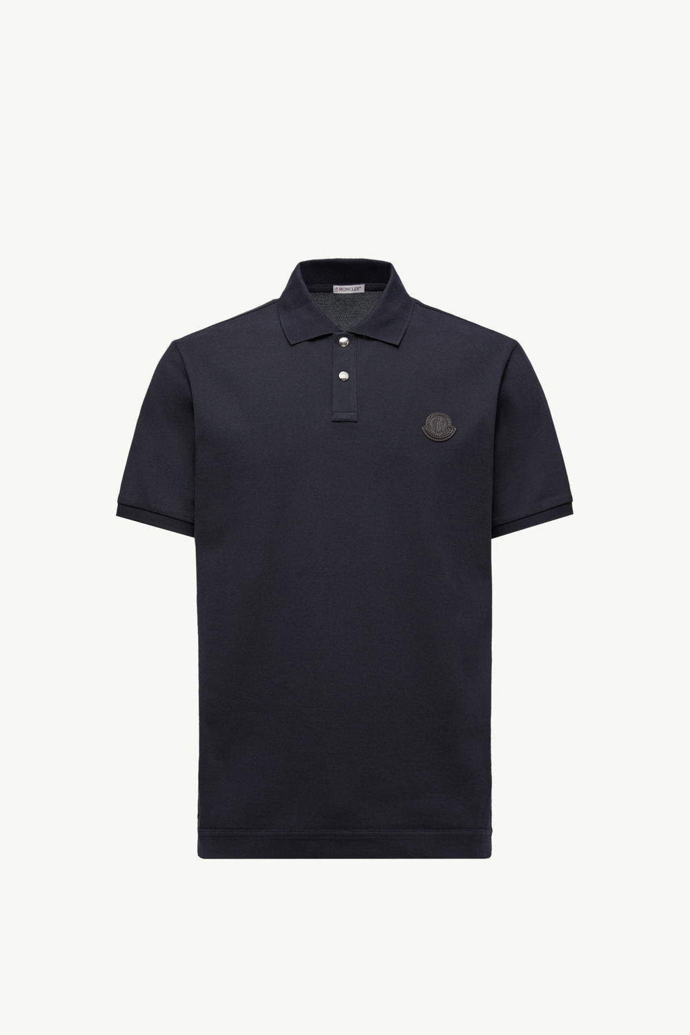 Logo Patch Cotton Piquet Polo Shirt Men Navy Blue Moncler 2