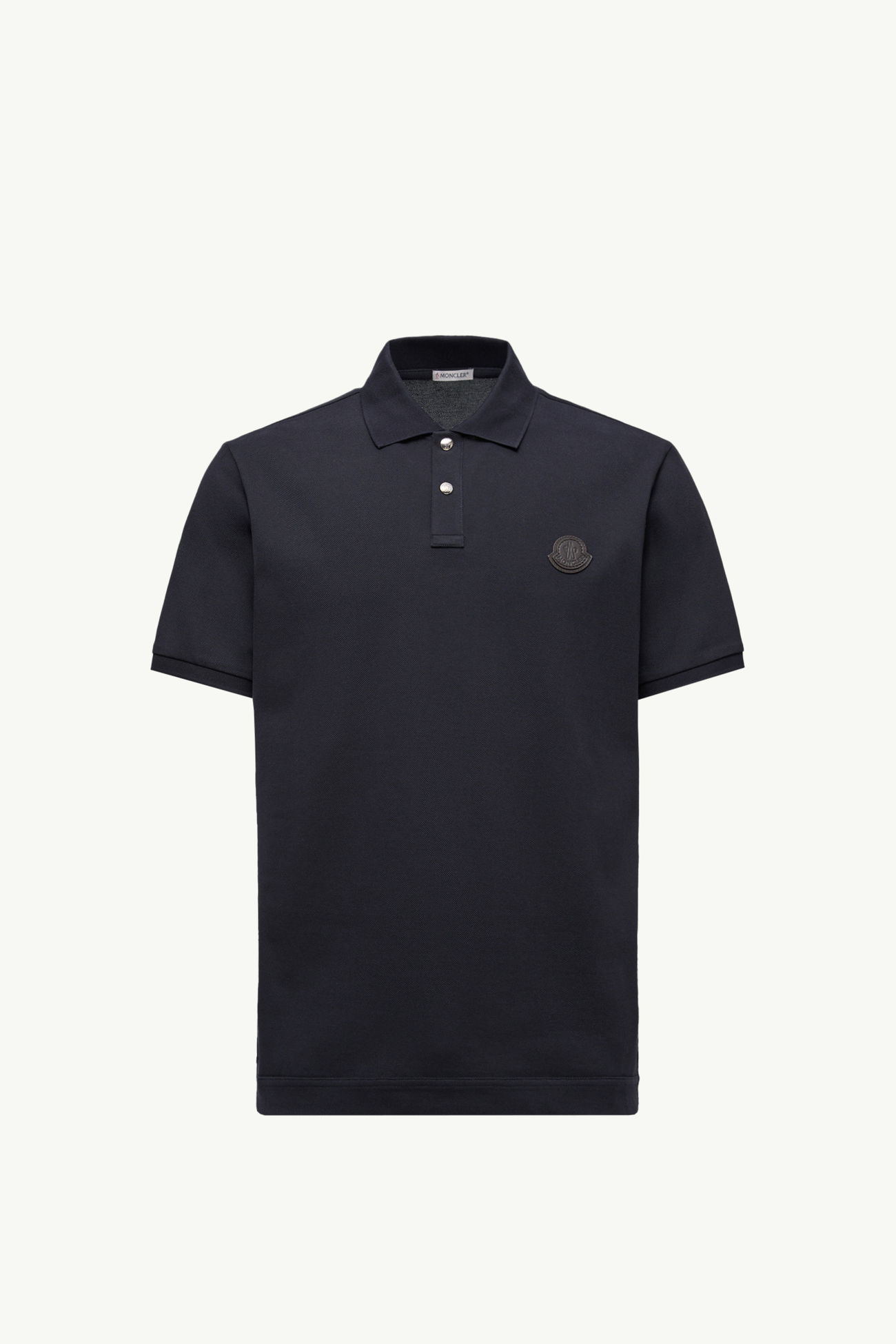 Logo Patch Cotton Piquet Polo Shirt Men Navy Blue Moncler 2