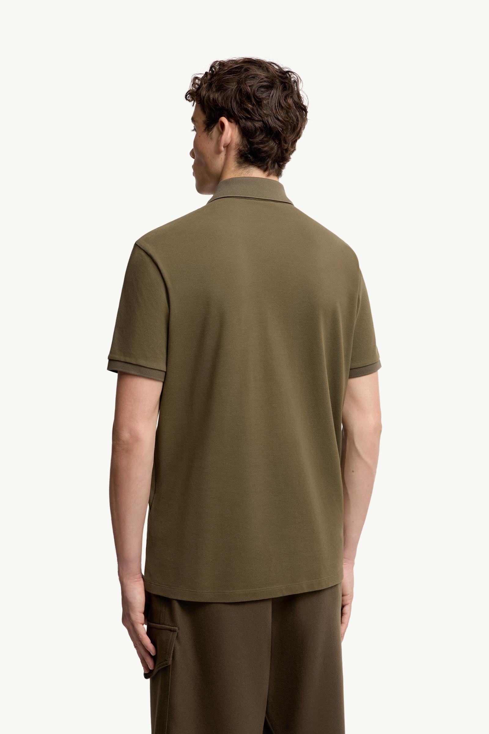 Olive Green Cotton Piquet Polo Shirt with Pocket - Polos & T