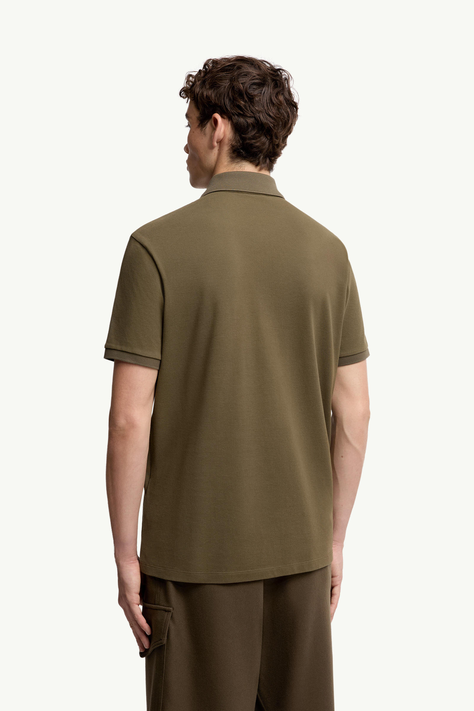 Polo de piqué de algodón con bolsillo Hombre Verde Oliva Moncler 4