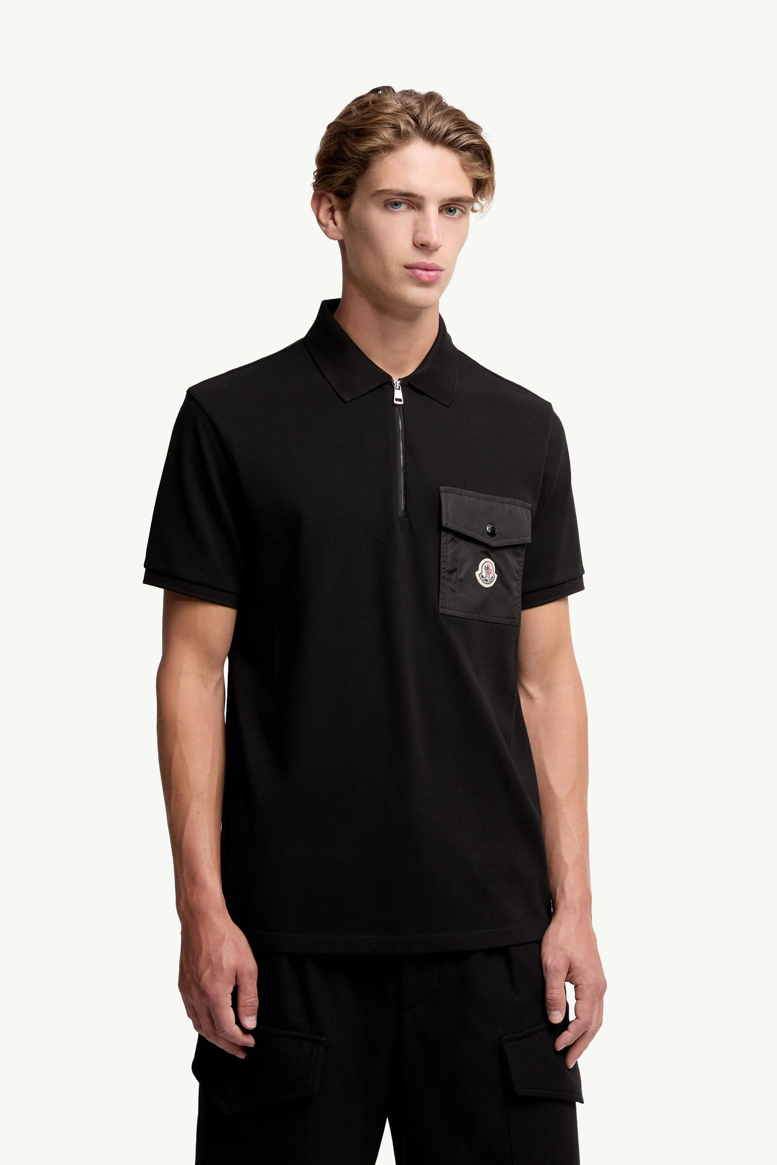 Poloshirt aus Baumwollpiqué mit Tasche Herren Schwarz Moncler 3