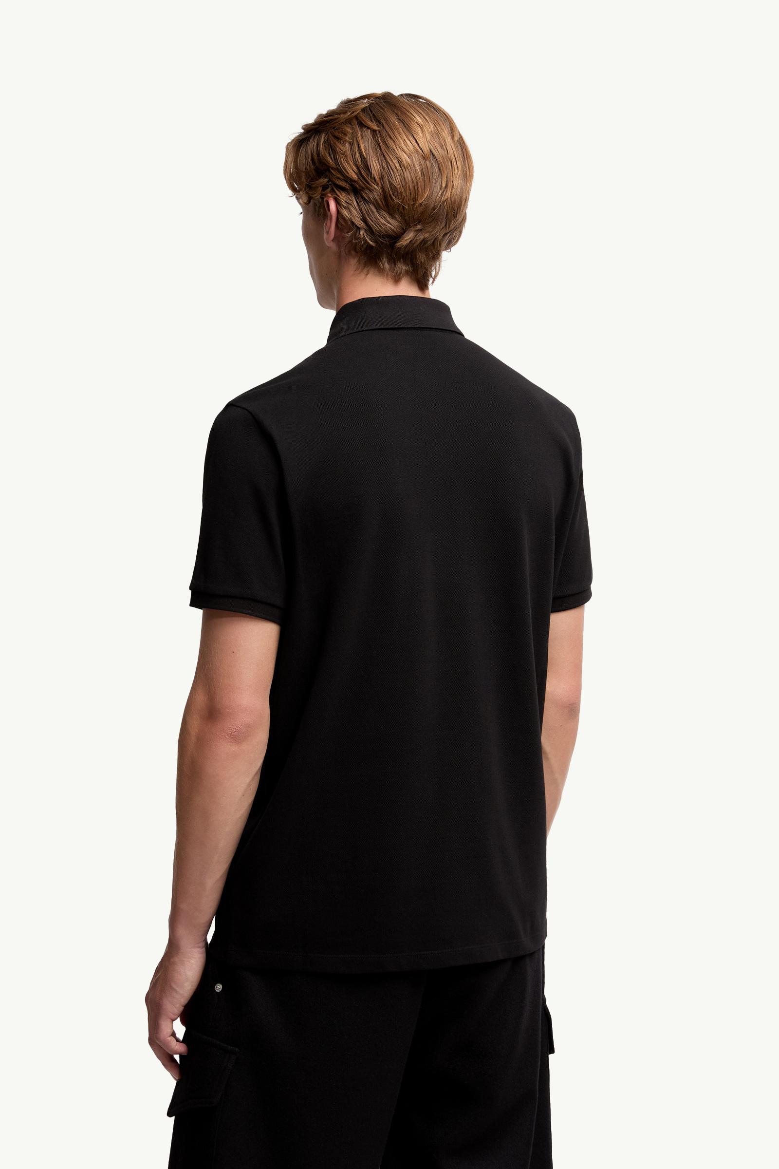 Black Cotton Piquet Polo Shirt with Pocket - Polos & T-shirts for