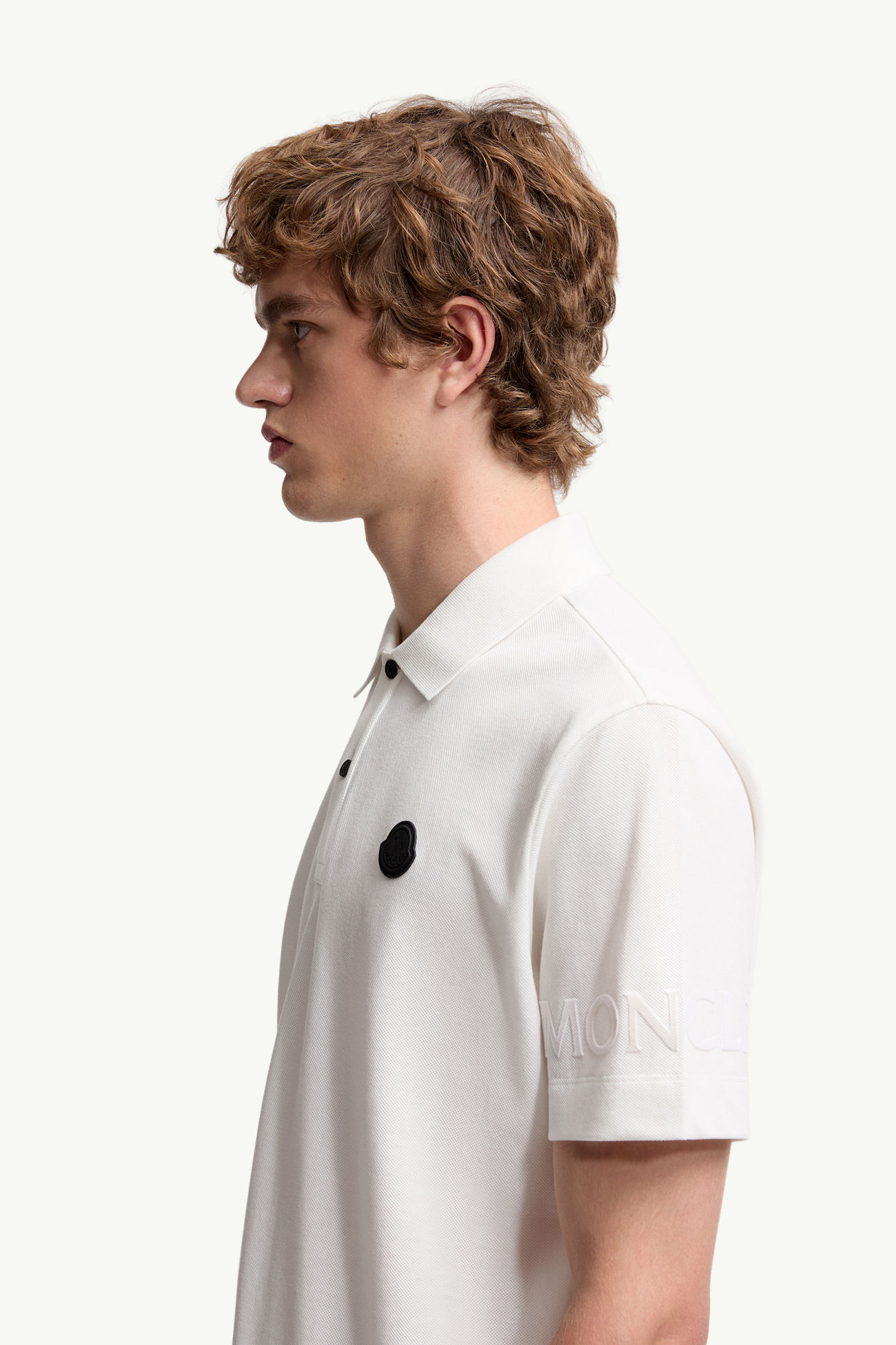 Logo Cotton Piquet Polo Shirt Men White Moncler 1