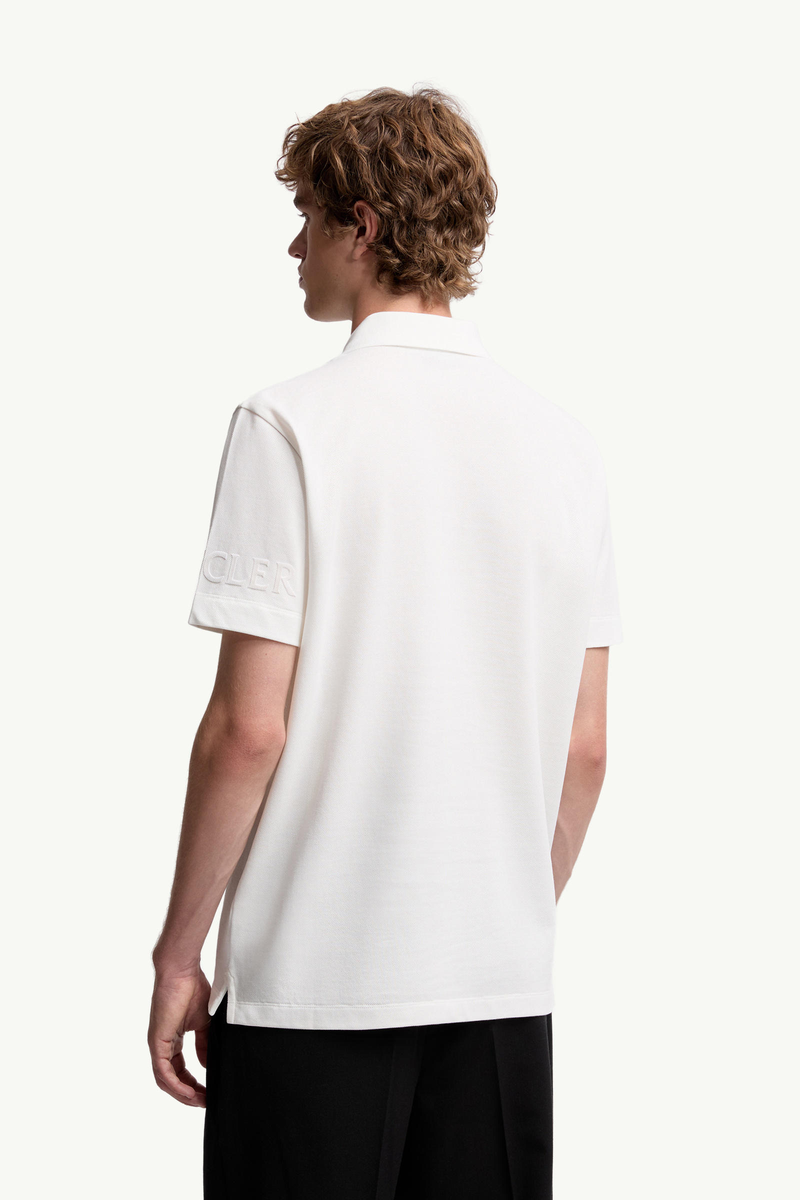 Logo Cotton Piquet Polo Shirt Men White Moncler 4
