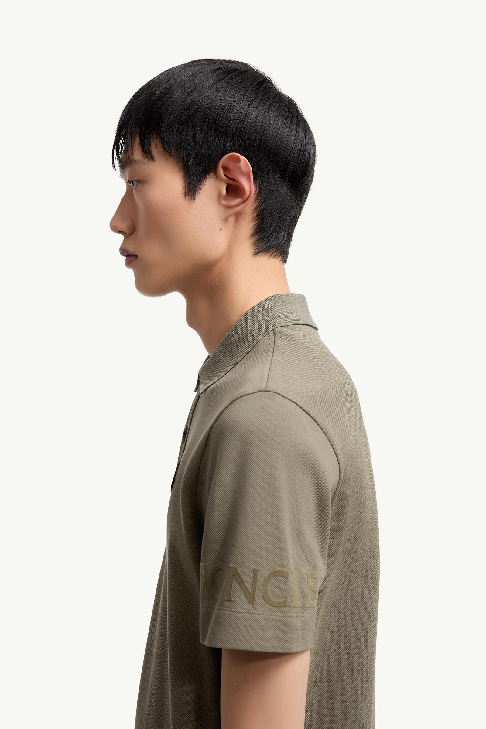 Polo en piqué de coton à logo Hommes Vert Foncé Moncler 1
