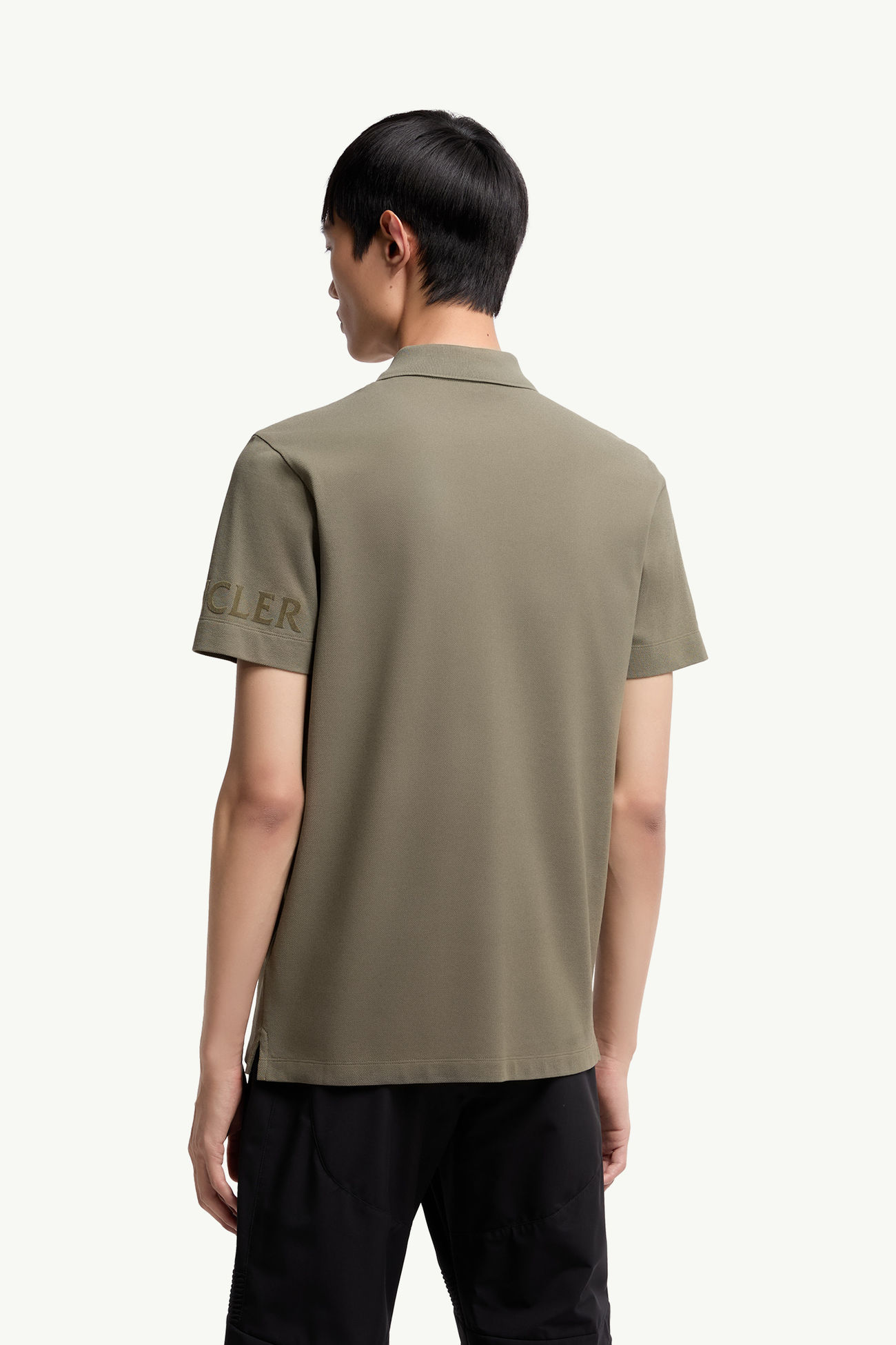 Logo Cotton Piquet Polo Shirt Men Dark Green Moncler 4