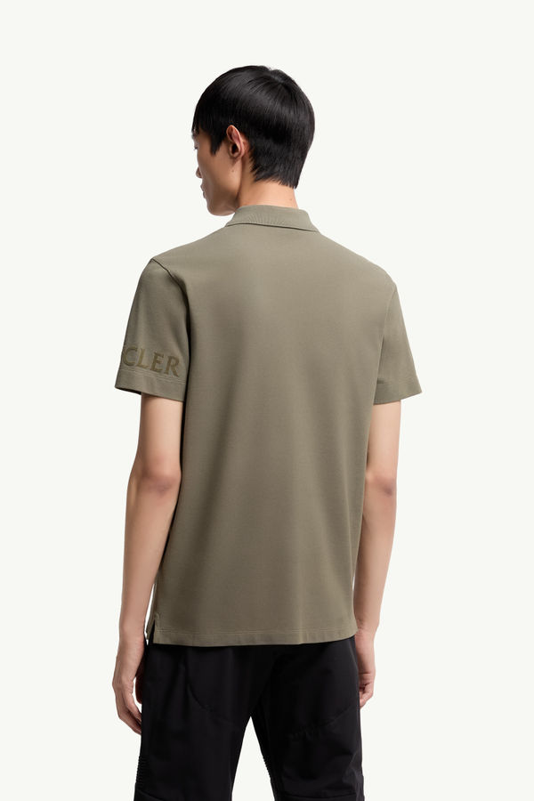Polo de piqué de algodón con logotipo Hombre Verde Oscuro Moncler 4