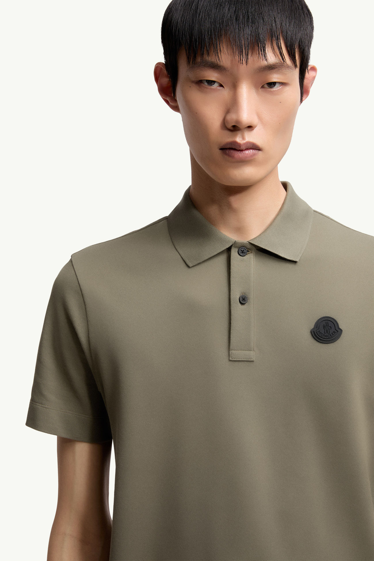 Polo de piqué de algodón con logotipo Hombre Verde Oscuro Moncler 5