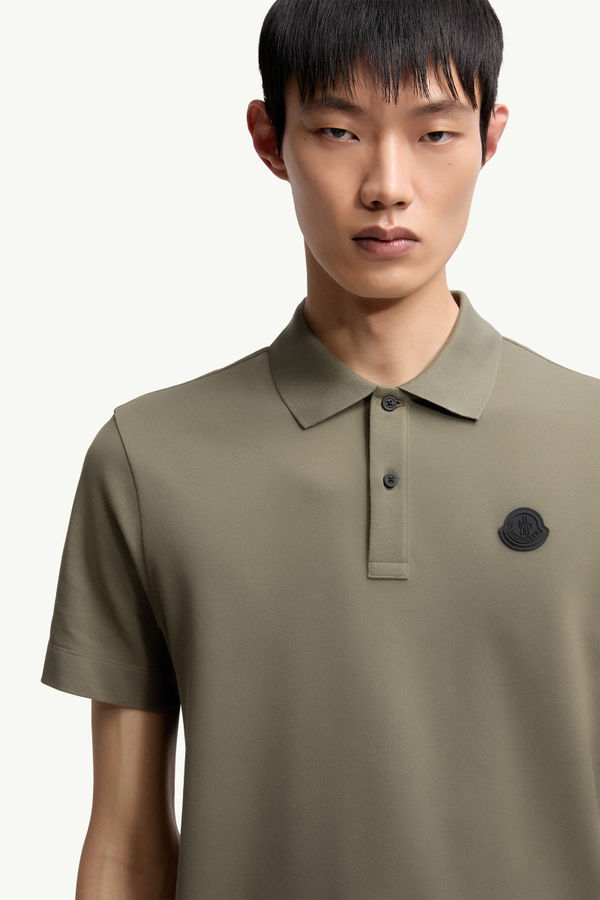 Polo de piqué de algodón con logotipo Hombre Verde Oscuro Moncler 5